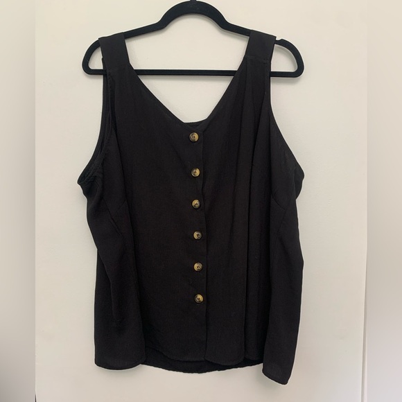 Warehouse Tops - Black Button-Down Women's Top